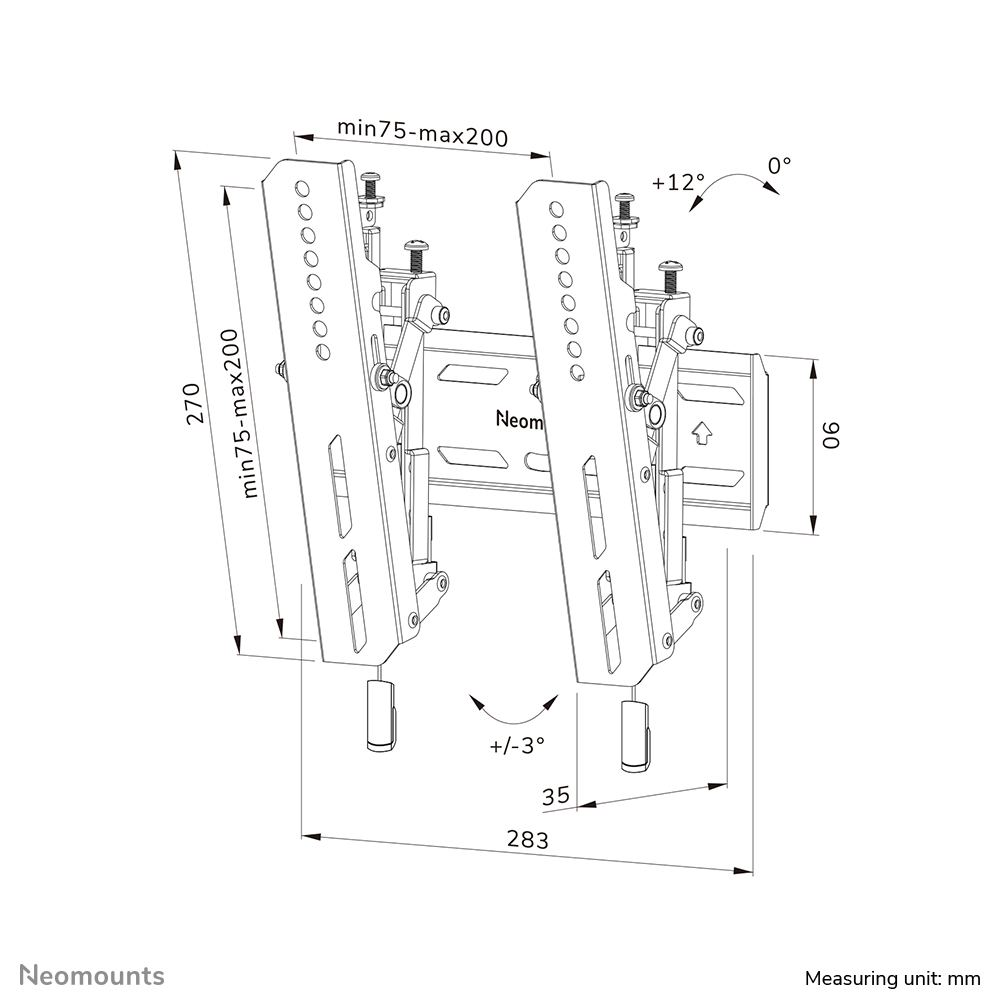 Neomounts WL35S-850BL12 TV-Wandhalterung 24-65" - neigbar - abschließbar - schnelle Installation
